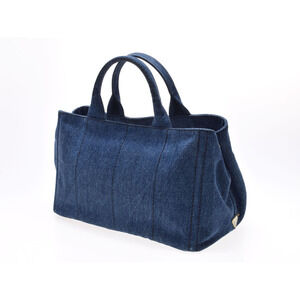 Prada Tote Denim Canapa Bag Blue